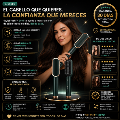 StyleBrush™ 3en1 – Liso, Ondas y Volumen al Instante