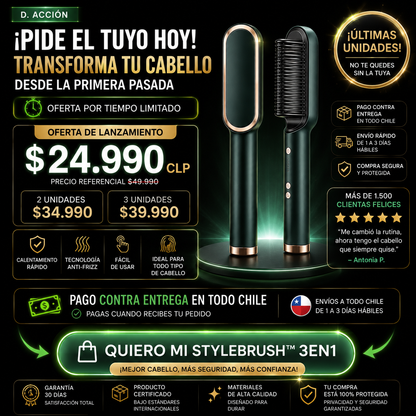 StyleBrush™ 3en1 – Liso, Ondas y Volumen al Instante
